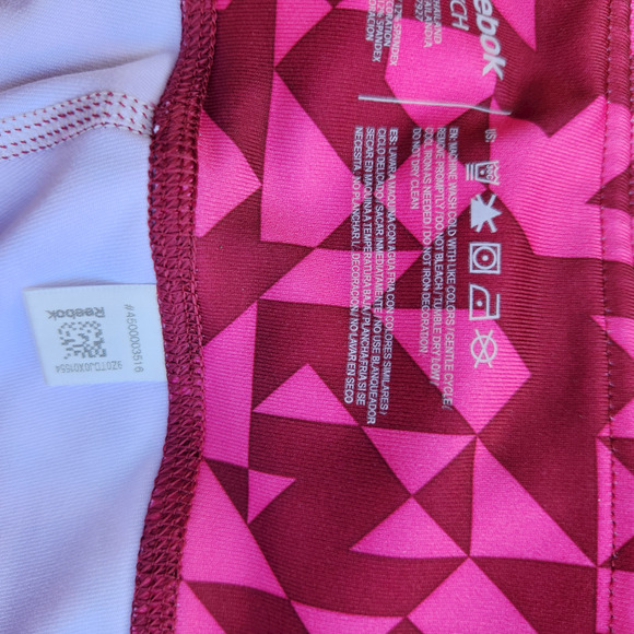 Reebok Geometic Print Pink Burgundy Women's Leggings Size Small Ankle Length - Picture 10 of 12
